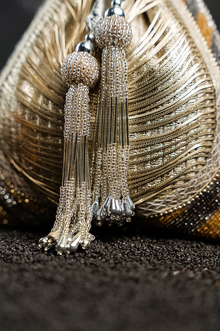 Silver Metallic Chain & Bead Work Potli by Nayaab by Sonia at Pernia's Pop Up Shop