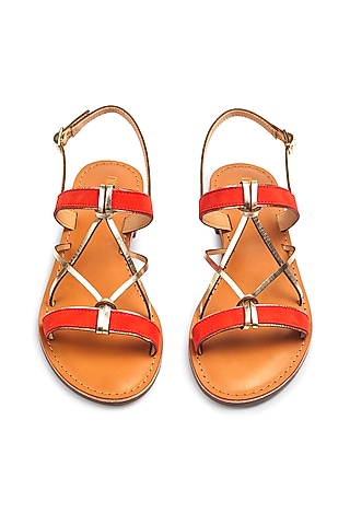 Red Suede Leather Flats by Nine by Janine