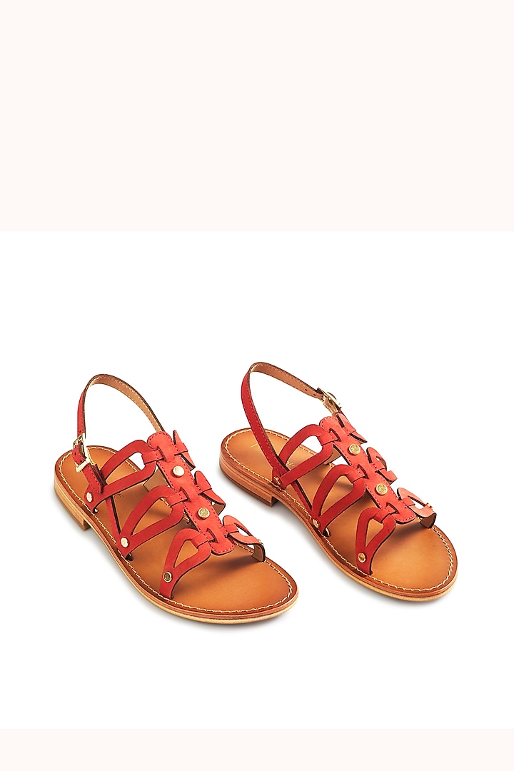 Red Leather Flats by Nine by Janine at Pernia's Pop Up Shop