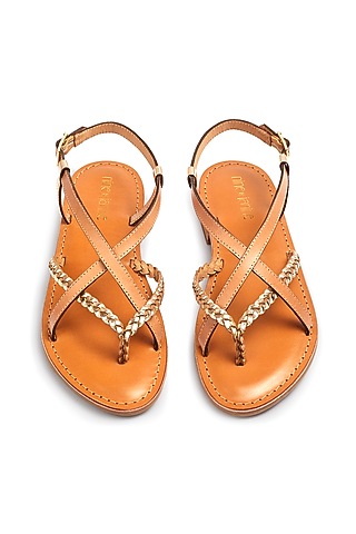Beige Leather Flats by Nine by Janine