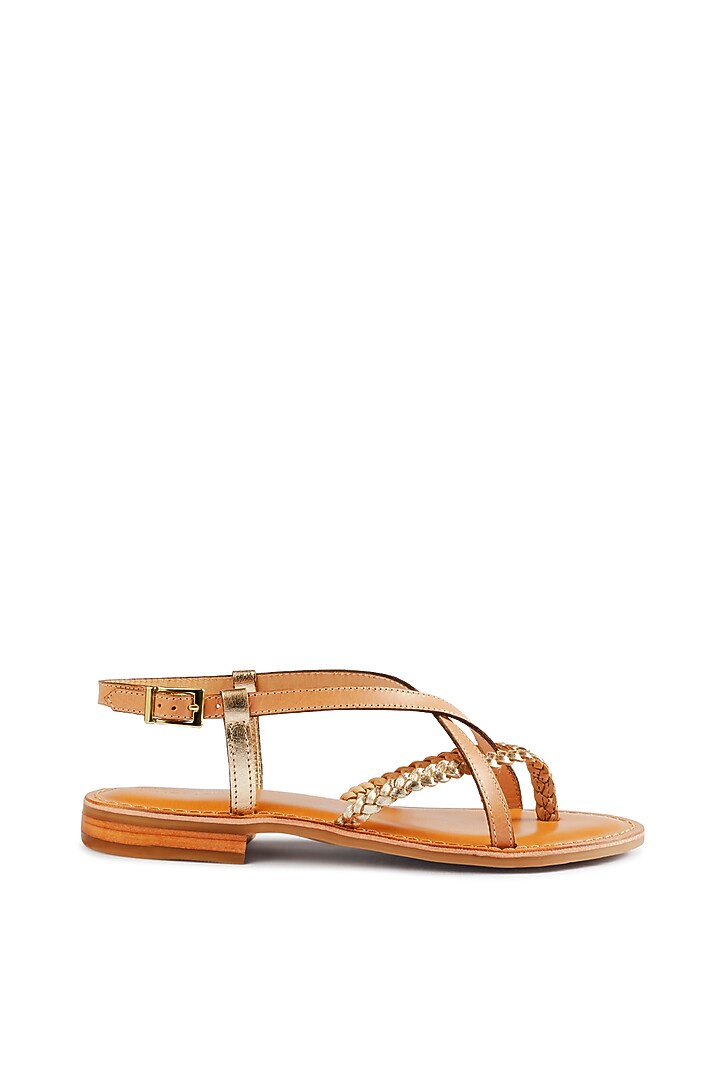 Beige Leather Flats by Nine by Janine at Pernia's Pop Up Shop