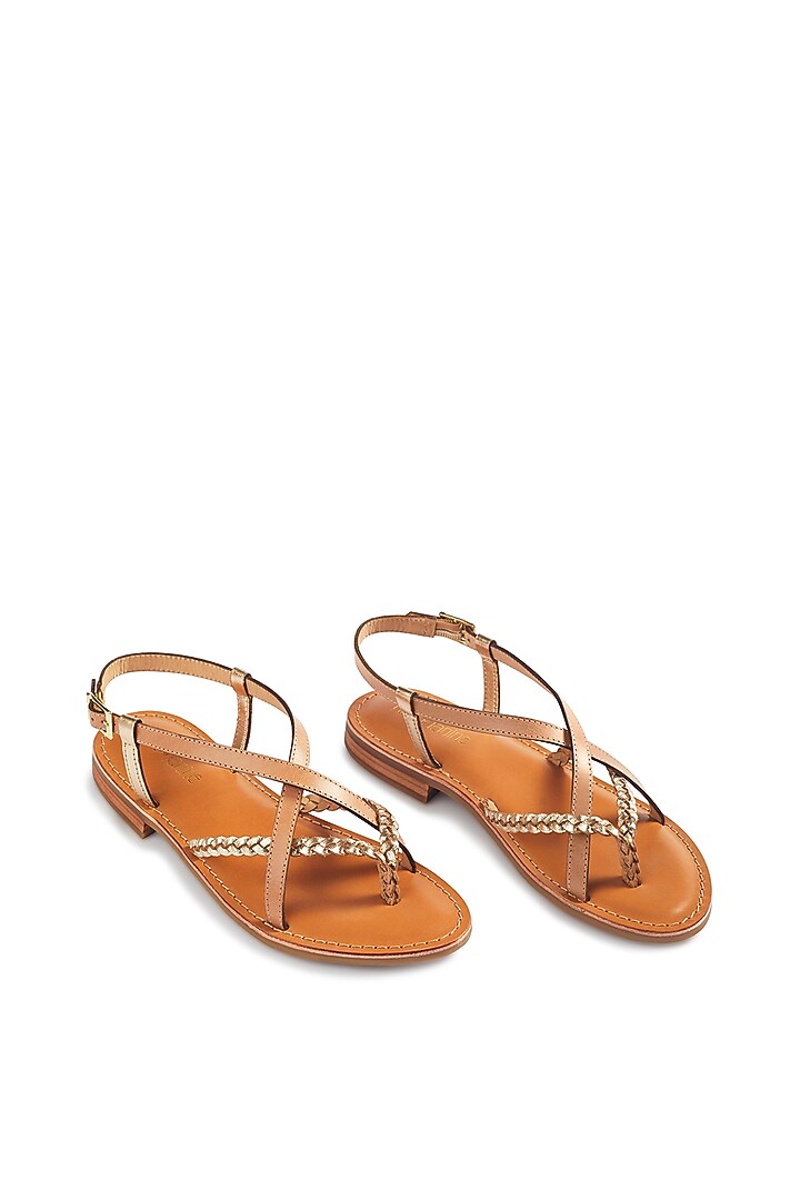 Beige Leather Flats by Nine by Janine at Pernia's Pop Up Shop