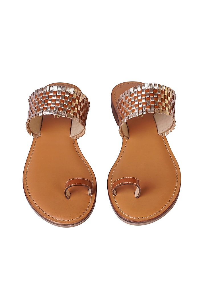 Tan Leather Sandals by Nine by Janine at Pernia's Pop Up Shop