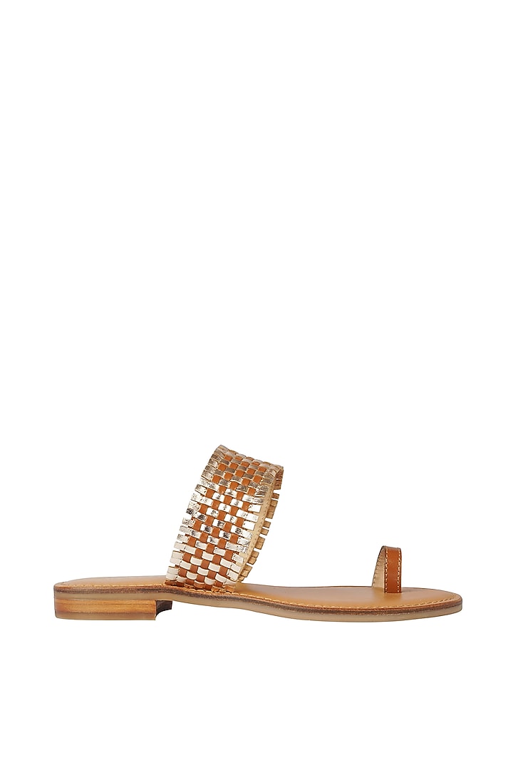Tan Leather Sandals by Nine by Janine at Pernia's Pop Up Shop
