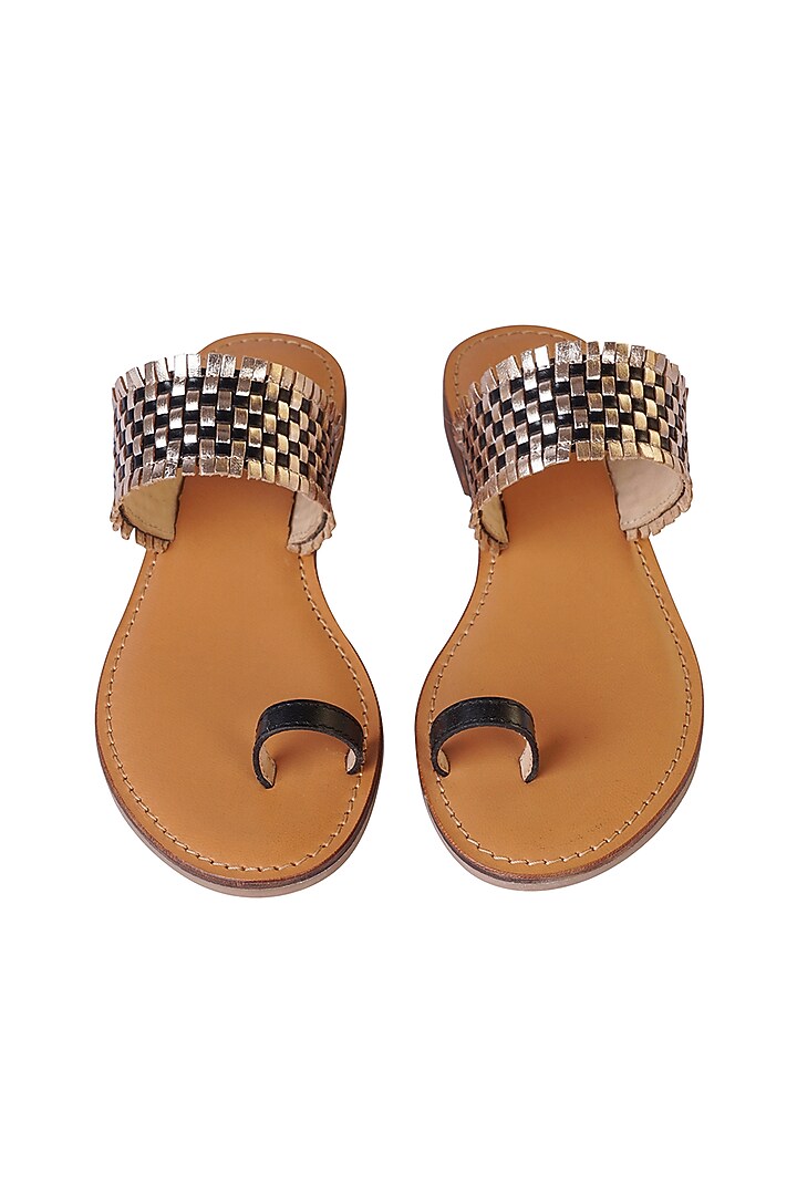 Black Leather Sandals by Nine by Janine at Pernia's Pop Up Shop