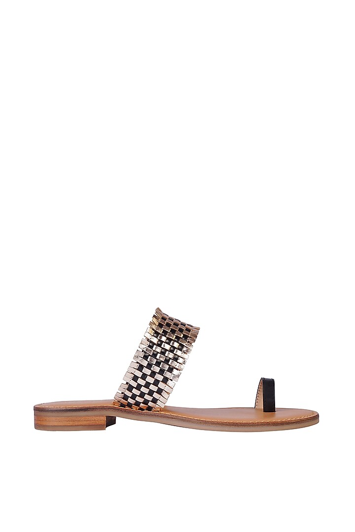 Black Leather Sandals by Nine by Janine at Pernia's Pop Up Shop