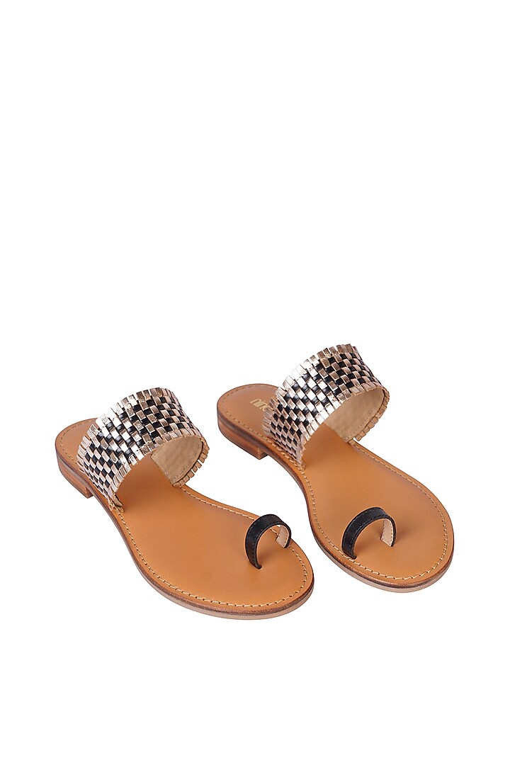 Black Leather Sandals by Nine by Janine at Pernia's Pop Up Shop