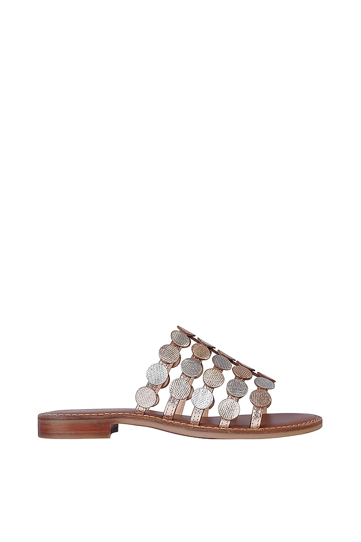 Silver Leather Embossed Sandals by Nine by Janine at Pernia's Pop Up Shop