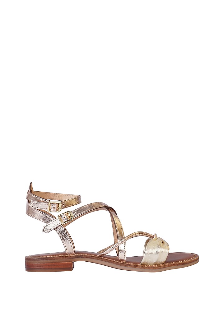 Gold Suede Leather Sandals by Nine by Janine at Pernia's Pop Up Shop