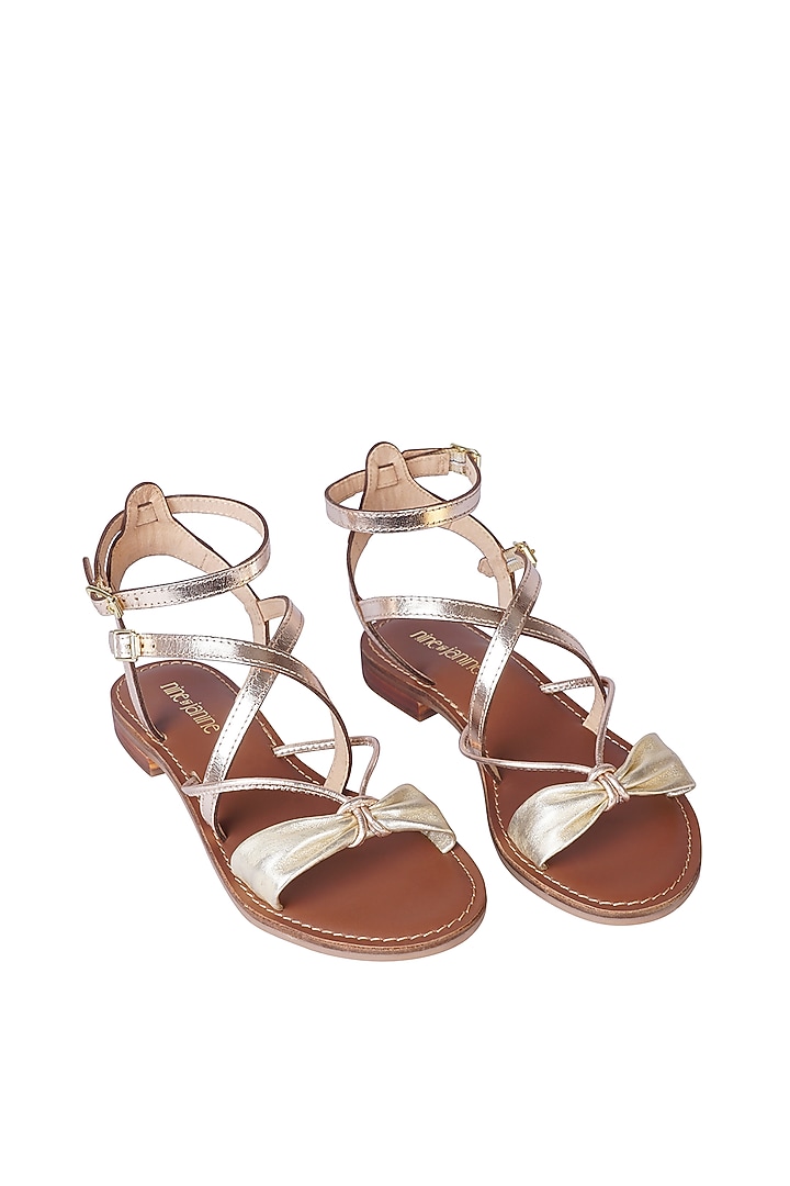 Gold Suede Leather Sandals by Nine by Janine at Pernia's Pop Up Shop