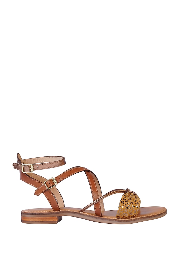 Tan Suede Leather Sandals by Nine by Janine at Pernia's Pop Up Shop