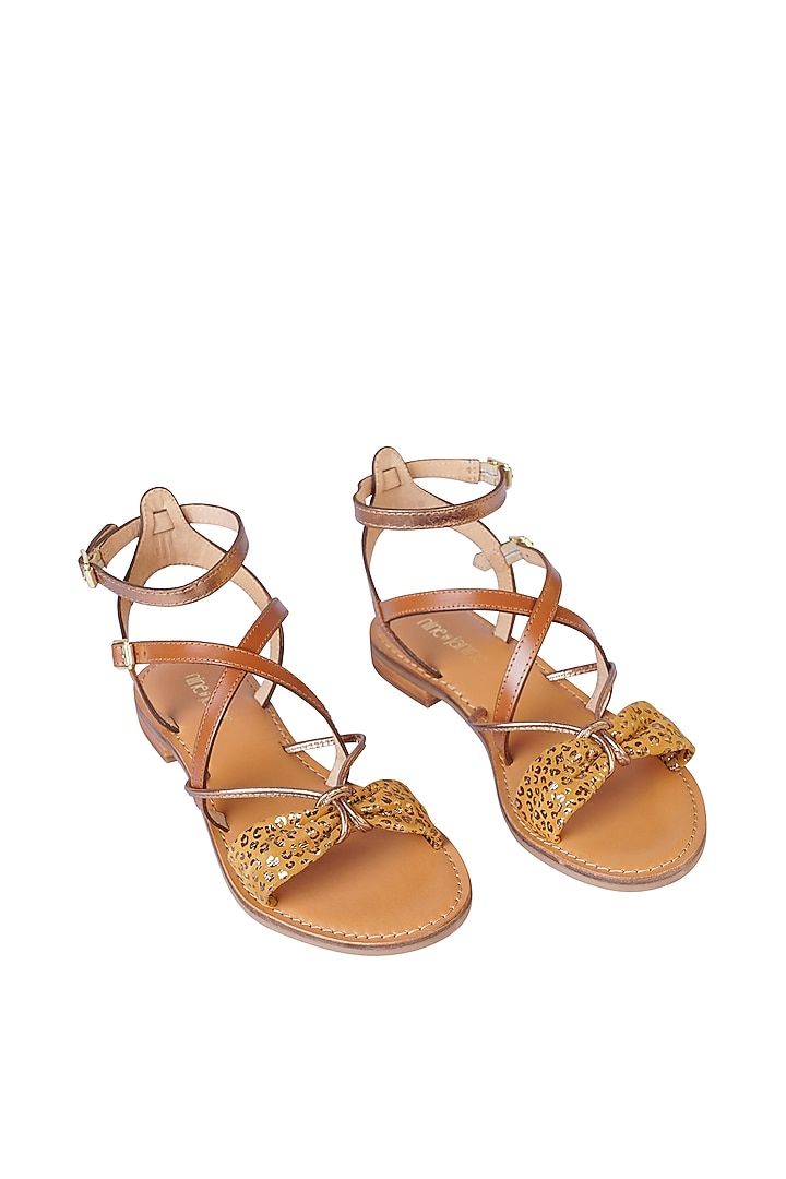 Tan Suede Leather Sandals by Nine by Janine at Pernia's Pop Up Shop