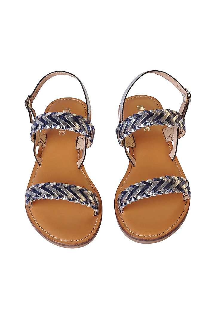 Blue Leather Sandals by Nine by Janine at Pernia's Pop Up Shop