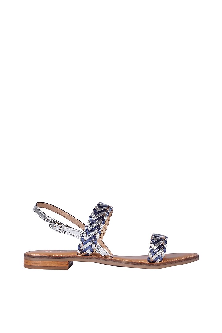 Blue Leather Sandals by Nine by Janine at Pernia's Pop Up Shop
