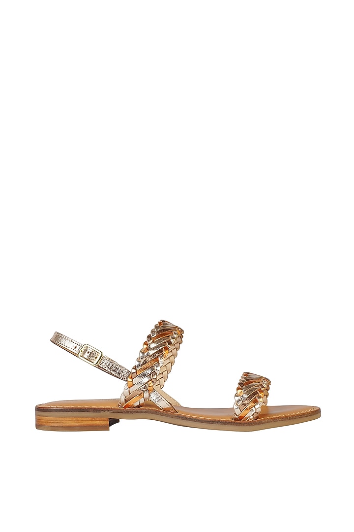 Gold Leather Sandals by Nine by Janine at Pernia's Pop Up Shop