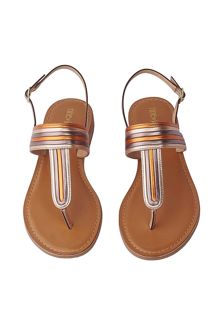 Orange Leather Folded Lace Flats by Nine by Janine at Pernia's Pop Up Shop