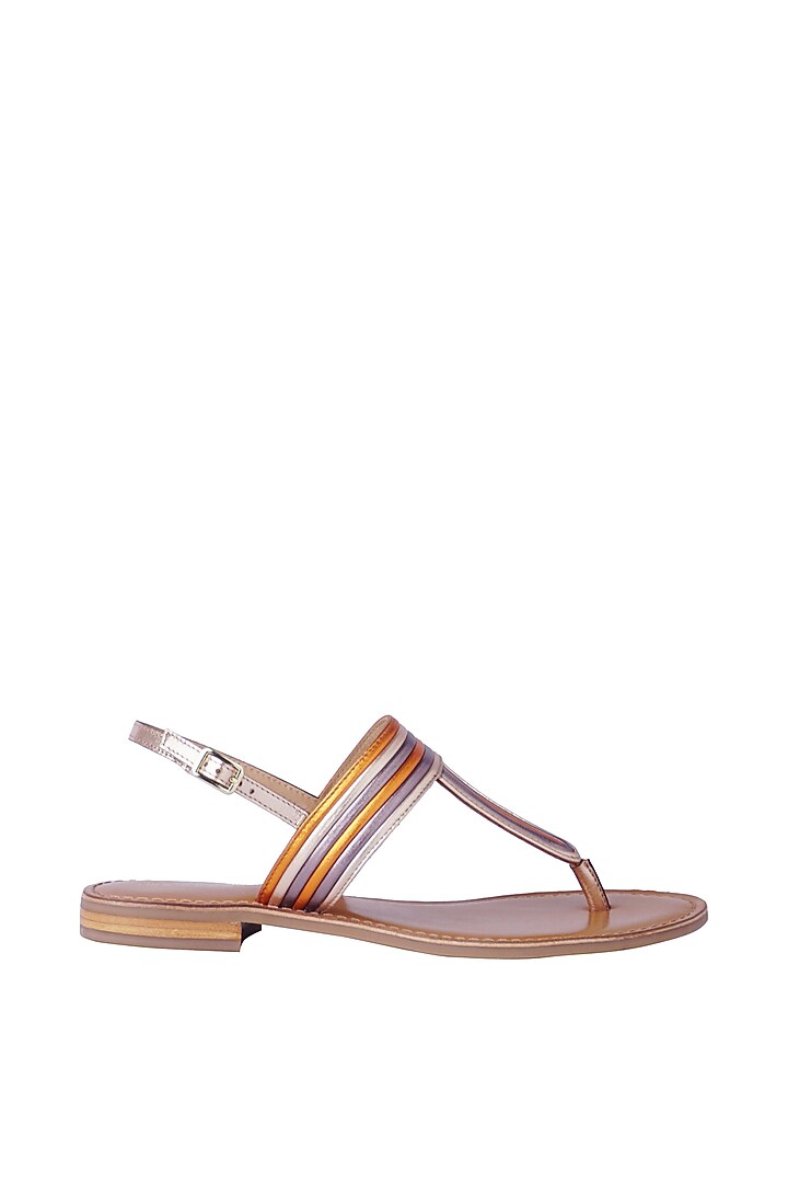 Orange Leather Folded Lace Flats by Nine by Janine at Pernia's Pop Up Shop