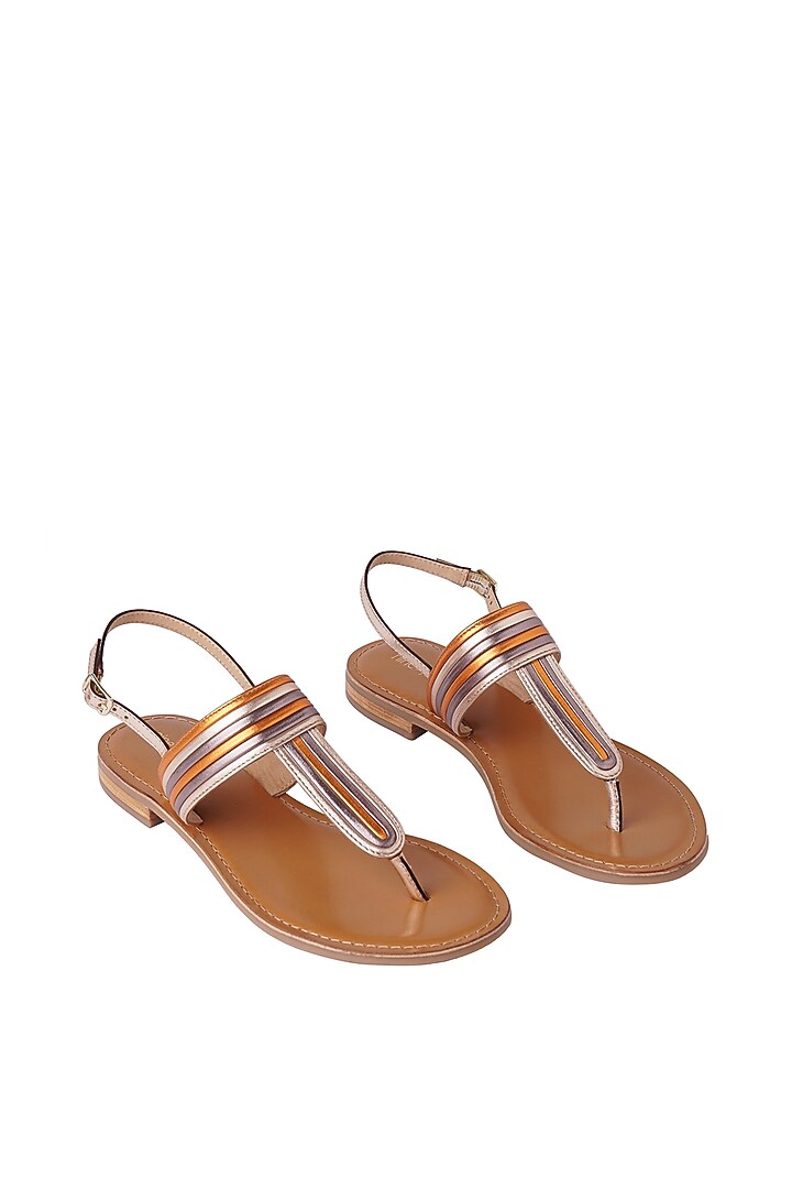 Orange Leather Folded Lace Flats by Nine by Janine at Pernia's Pop Up Shop