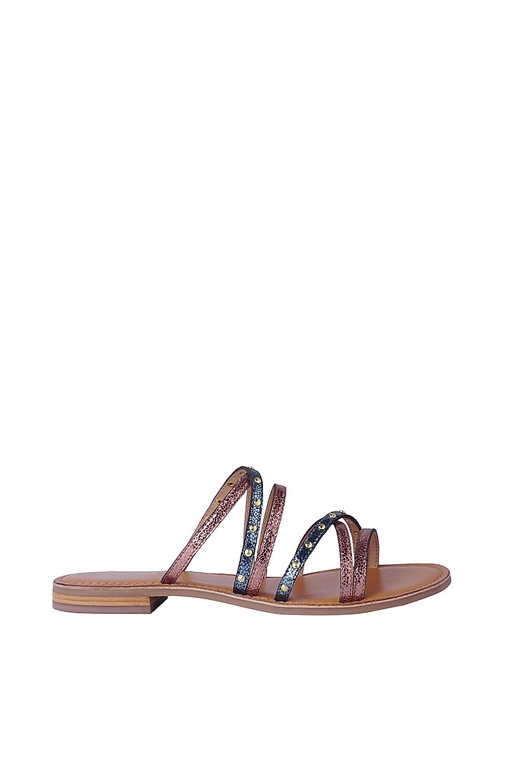Blue & Copper Leather Flats by Nine by Janine at Pernia's Pop Up Shop