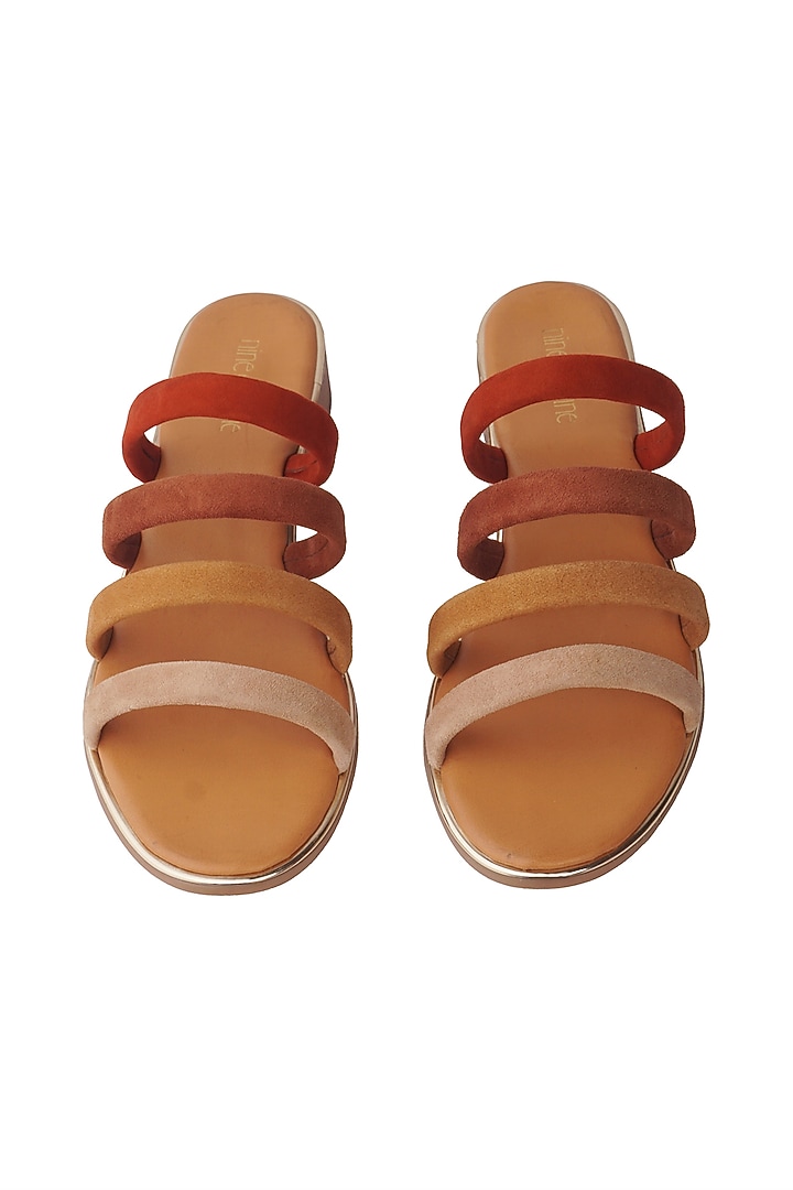 Tan Gradient Suede Leather Flats by Nine by Janine at Pernia's Pop Up Shop