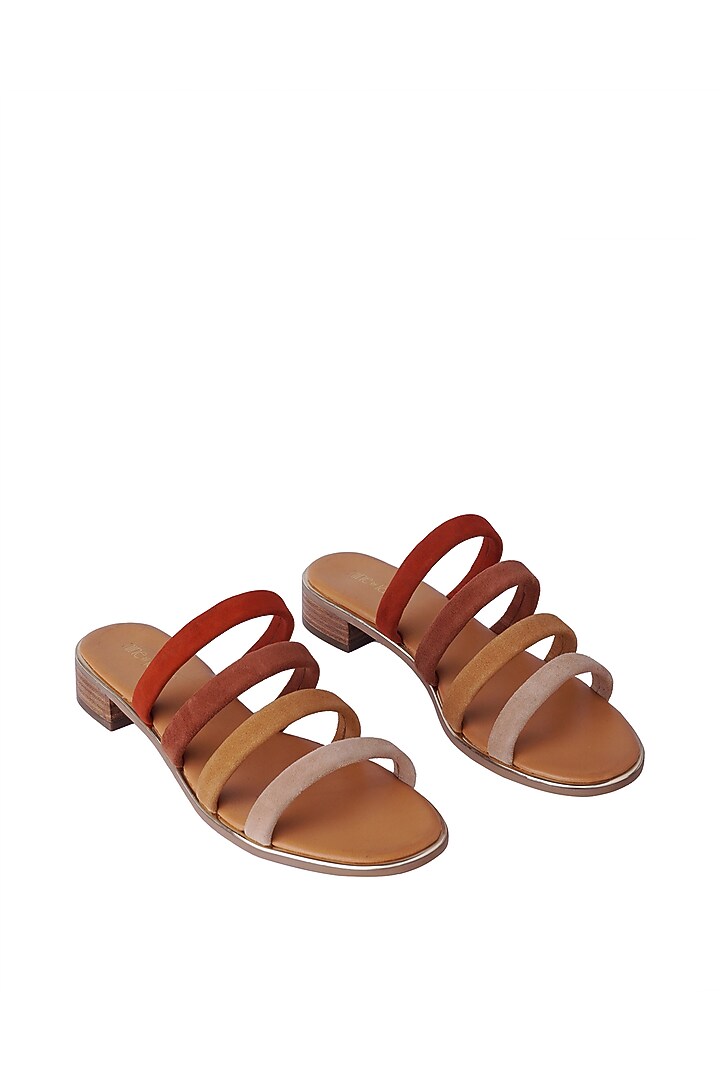 Tan Gradient Suede Leather Flats by Nine by Janine at Pernia's Pop Up Shop