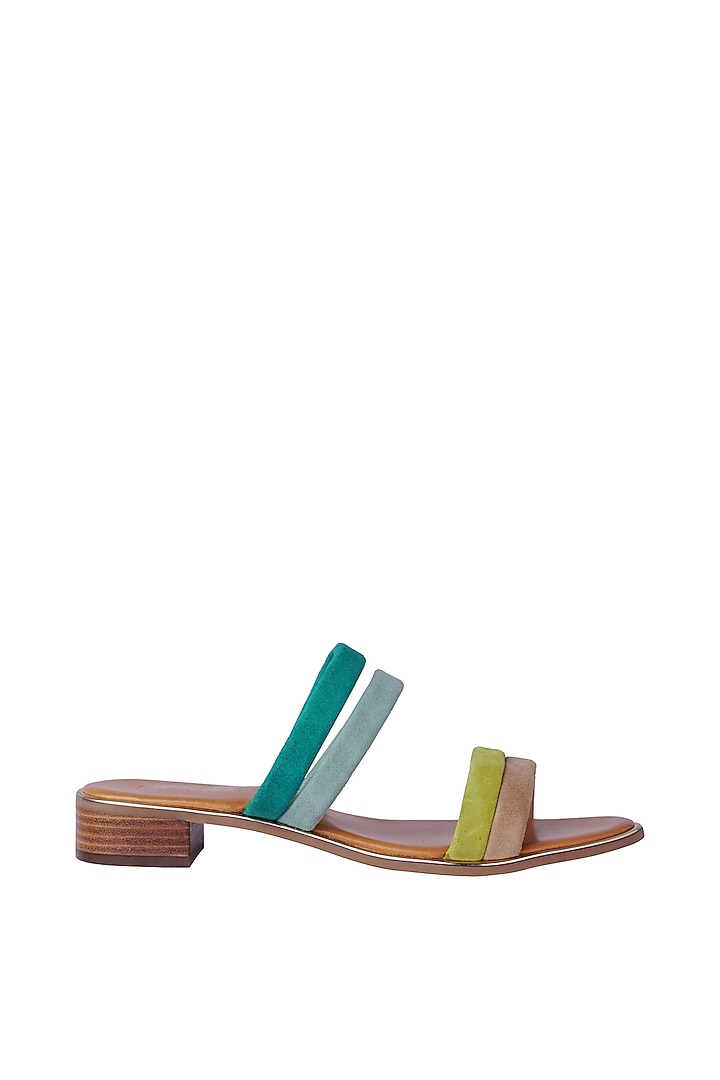 Green Gradient Suede Leather Flats by Nine by Janine at Pernia's Pop Up Shop