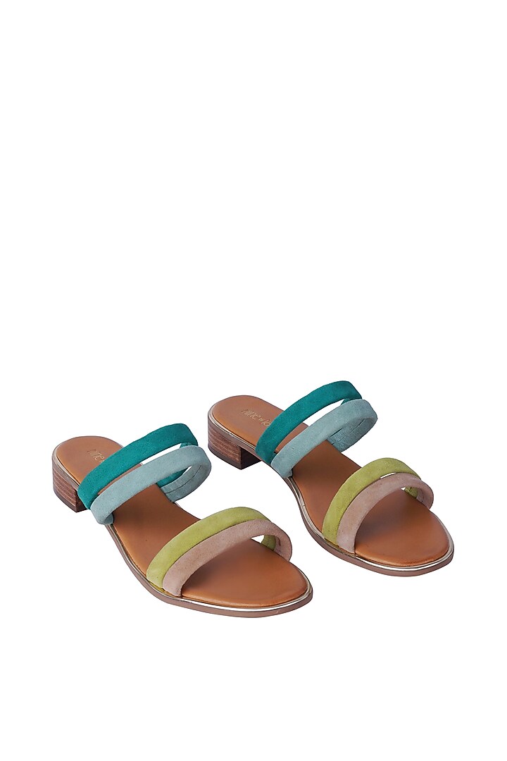 Green Gradient Suede Leather Flats by Nine by Janine at Pernia's Pop Up Shop