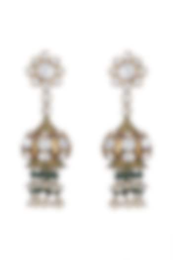 Gold Plated Emerald Earrings by Noorah By J