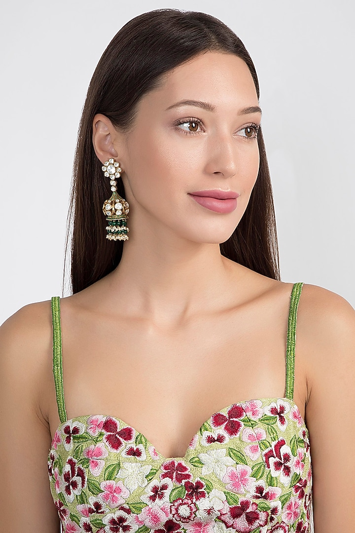 Gold Plated Emerald Earrings by Noorah By J at Pernia's Pop Up Shop