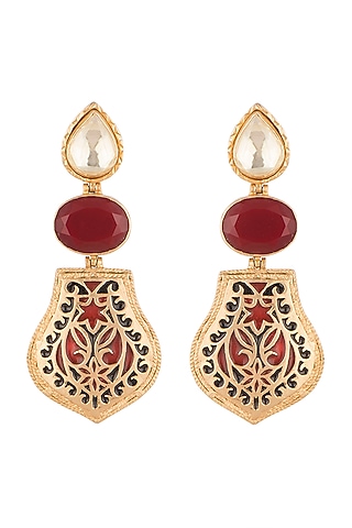 Gold Plated Kundan Earrings by Noorah By J