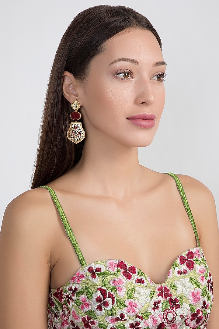 Gold Plated Kundan Earrings by Noorah By J at Pernia's Pop Up Shop
