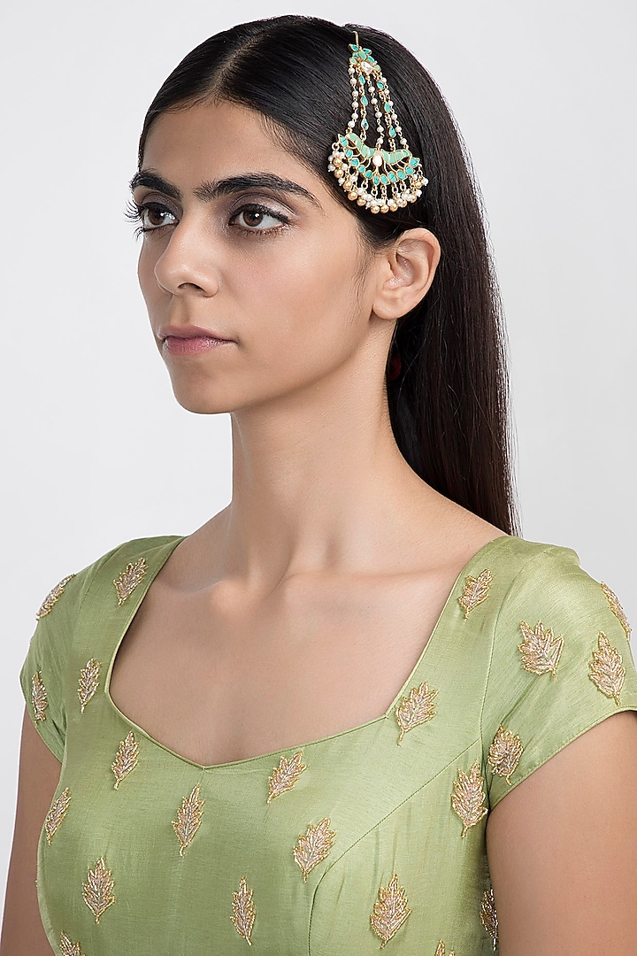 Gold Plated Pearl & Turquoise Stone Passa by Noorah By J at Pernia's Pop Up Shop