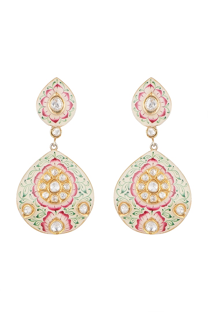 Gold Plated Meenakari Polki Earrings by Noorah By J