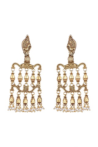 Gold Plated Temple Style Earrings by Noorah By J