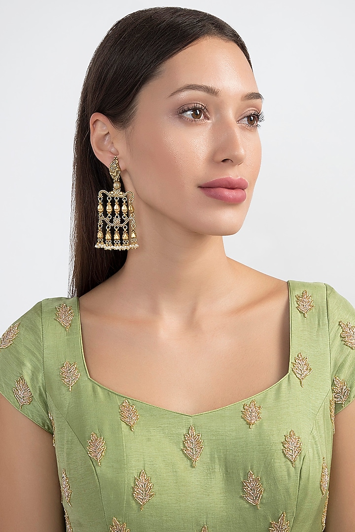 Gold Plated Temple Style Earrings by Noorah By J at Pernia's Pop Up Shop