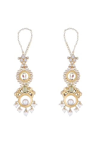 Gold Plated Elephant & Stones Earrings by Noorah By J