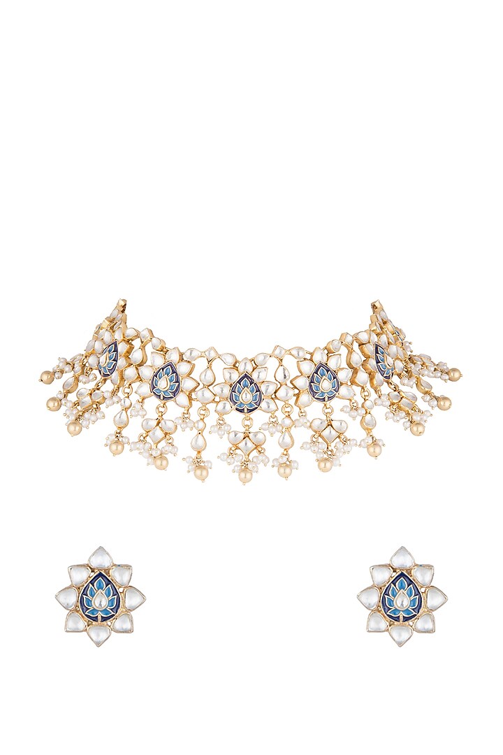 Gold Plated Meenakari Necklace Set by Noorah By J