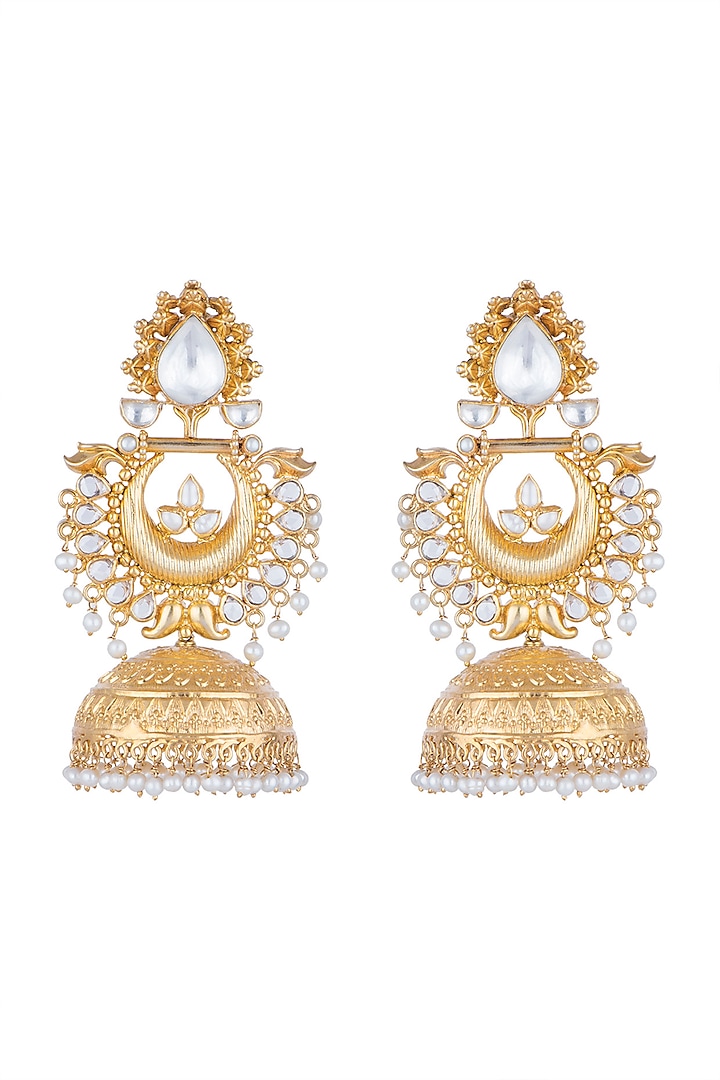 Gold Plated Jhumka Earrings by Noorah By J