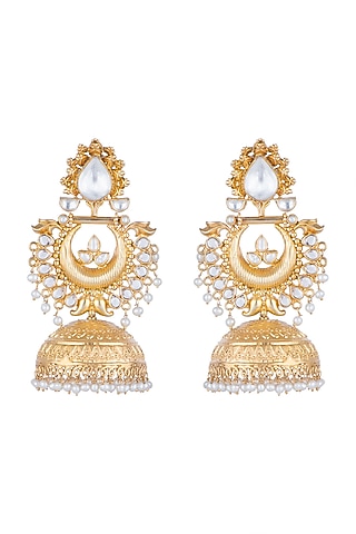 Gold Plated Jhumka Earrings by Noorah By J