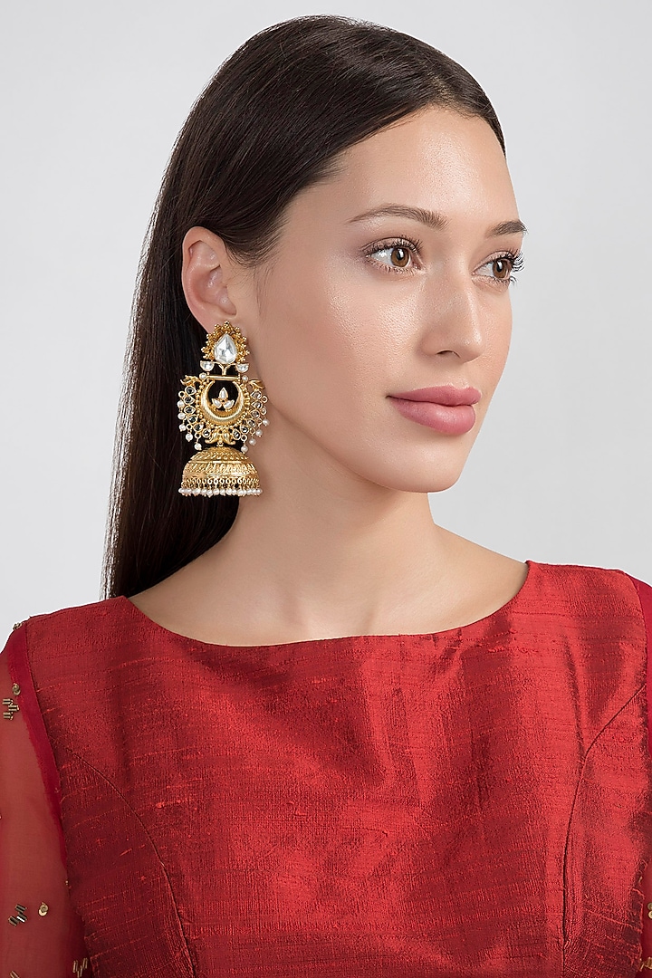 Gold Plated Jhumka Earrings by Noorah By J at Pernia's Pop Up Shop