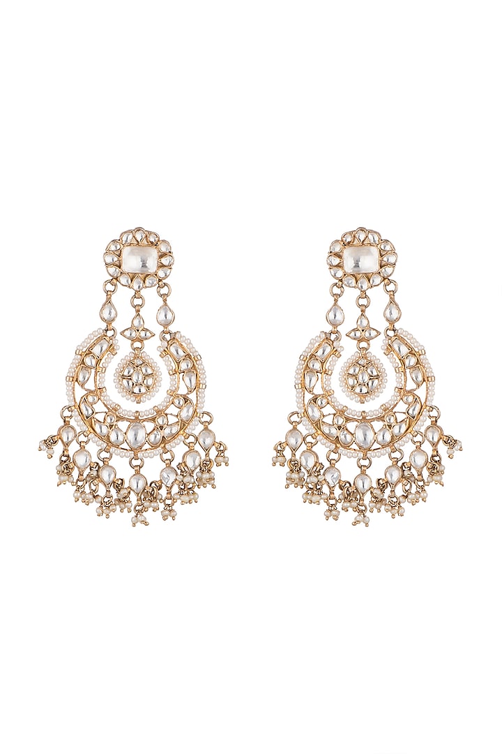 Gold Plated Kundan Chandbali Earrings by Noorah By J at Pernia's Pop Up Shop