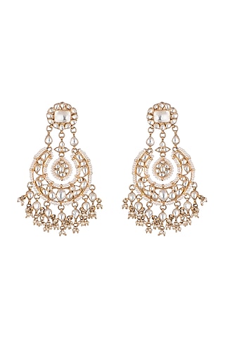 Gold Plated Kundan Chandbali Earrings by Noorah By J