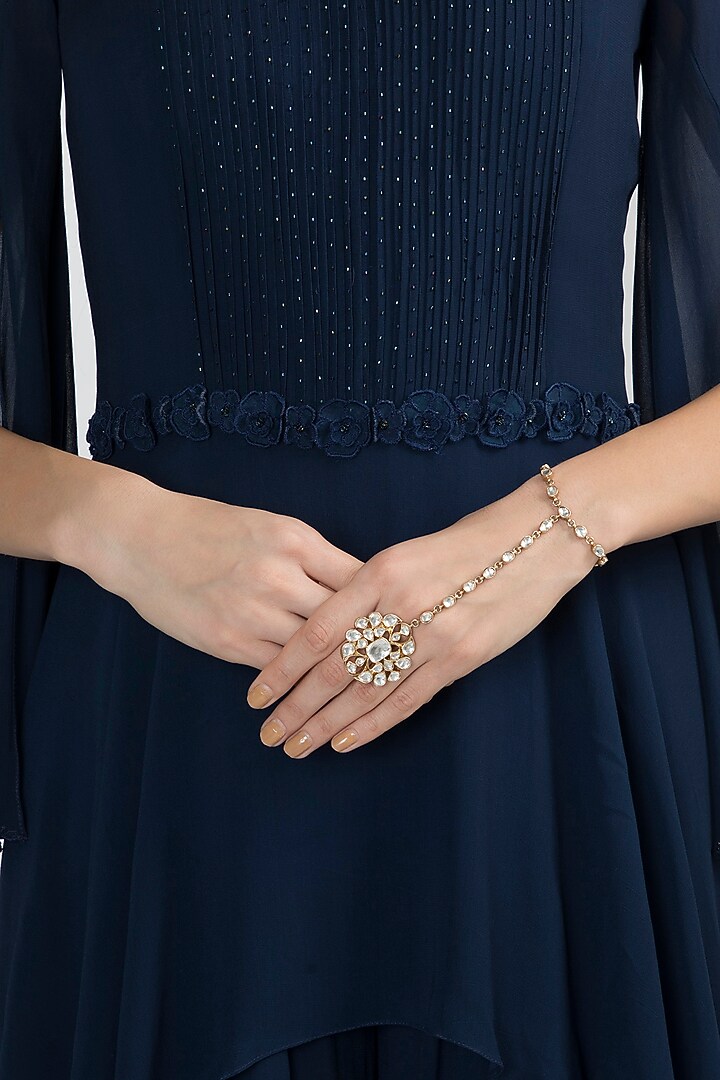 Gold Plated Kundan Hath Phool by Noorah By J at Pernia's Pop Up Shop