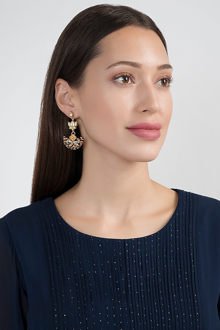 Gold Plated Meenakari Earrings by Noorah By J at Pernia's Pop Up Shop