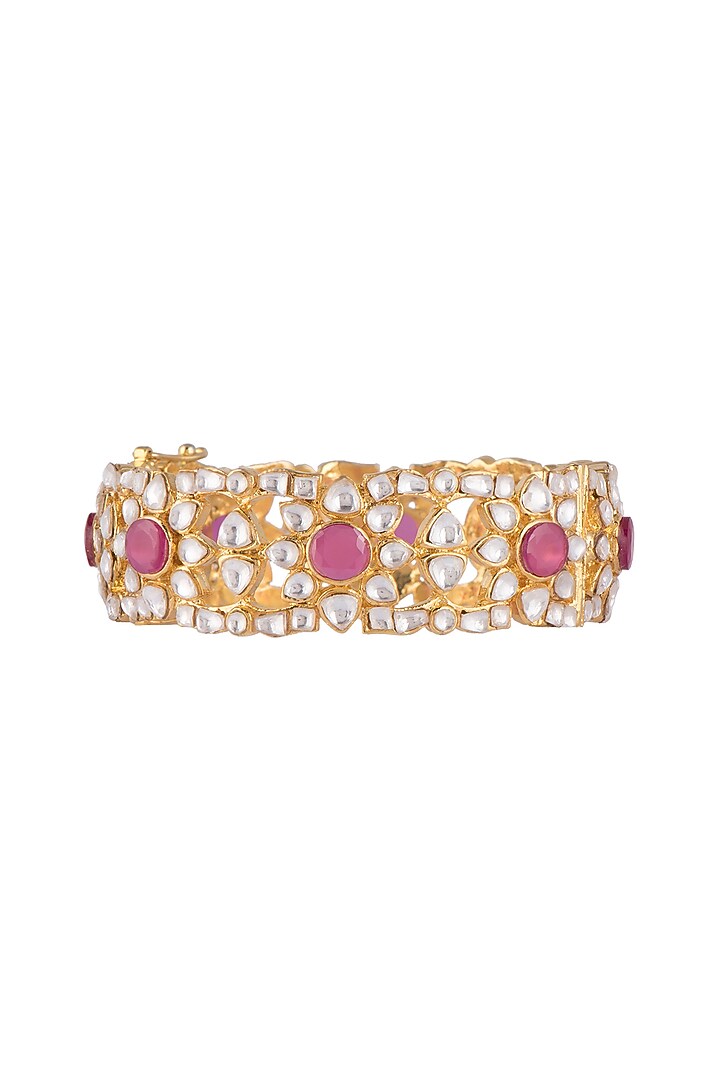 Gold Plated Ruby Openable Cuff by Nepra By Neha Goel at Pernia's Pop Up Shop