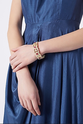Gold Plated Ruby Openable Cuff by Nepra By Neha Goel