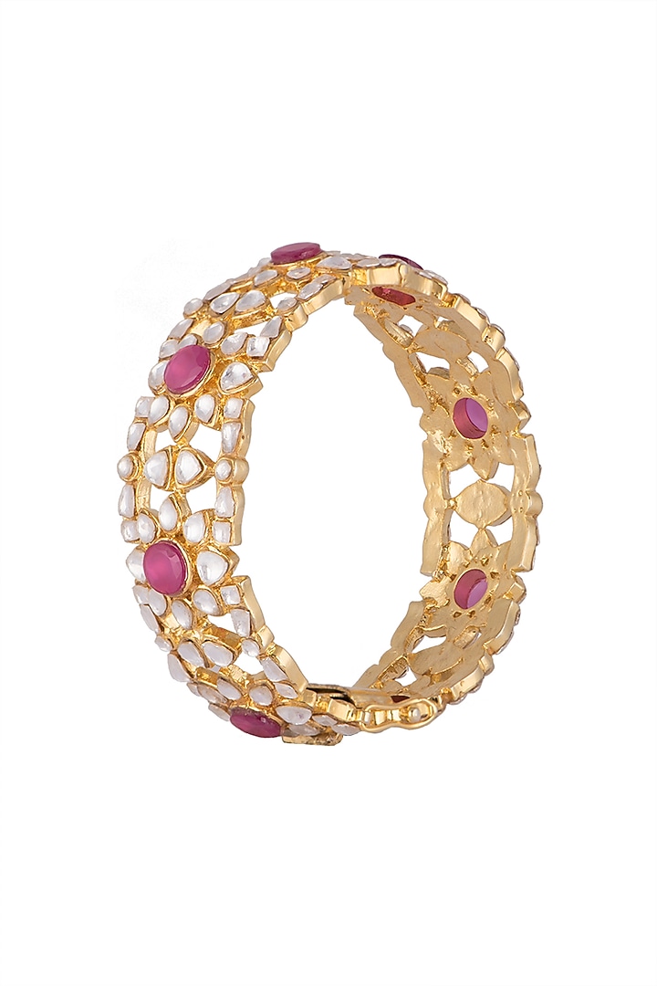Gold Plated Ruby Openable Cuff by Nepra By Neha Goel at Pernia's Pop Up Shop