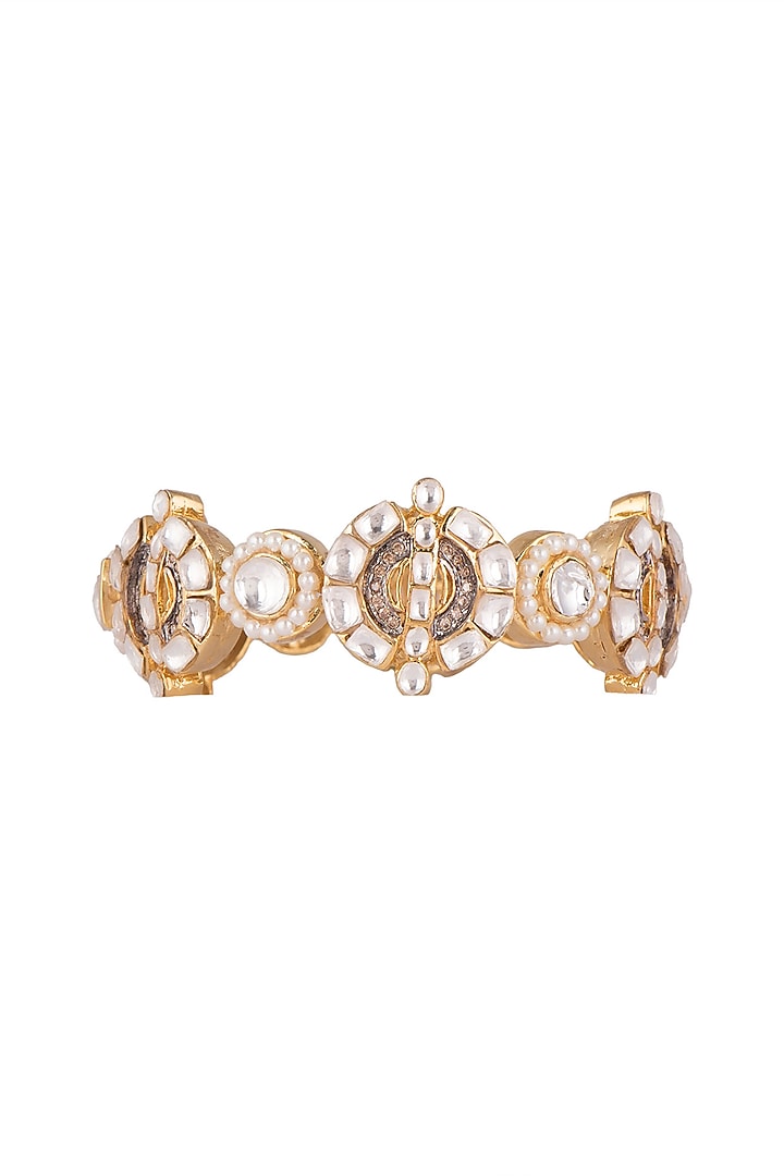 Gold Plated Ruby Stone Openable Cuff by Nepra By Neha Goel at Pernia's Pop Up Shop