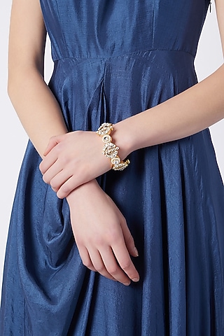Gold Plated Ruby Stone Openable Cuff by Nepra By Neha Goel
