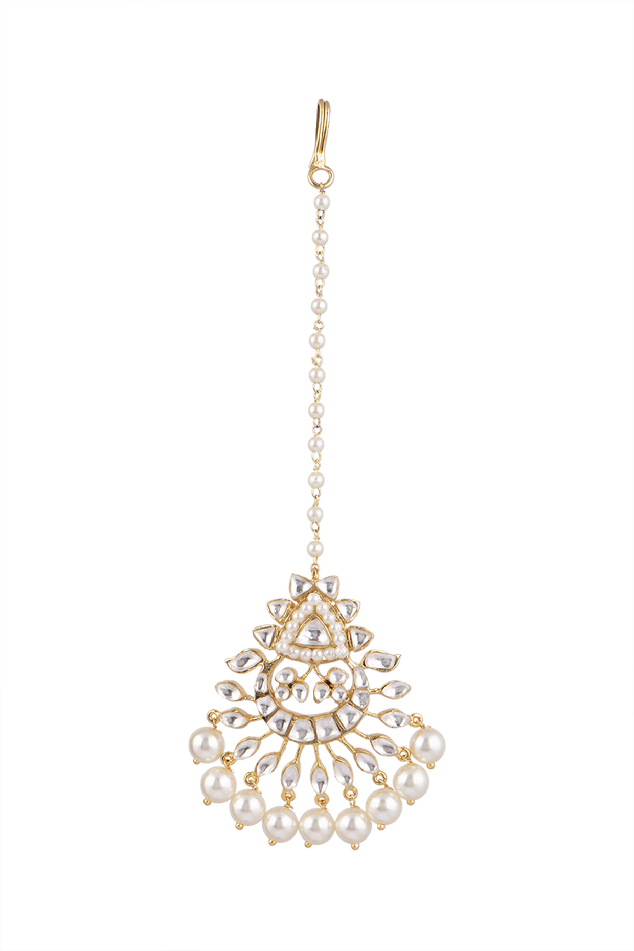 Gold Plated Maang Tikka With Kundan by Nepra By Neha Goel